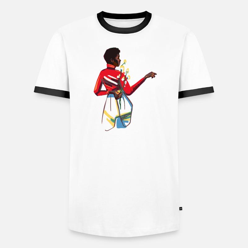 Dame aux fleurs T-shirt contrasté Homme