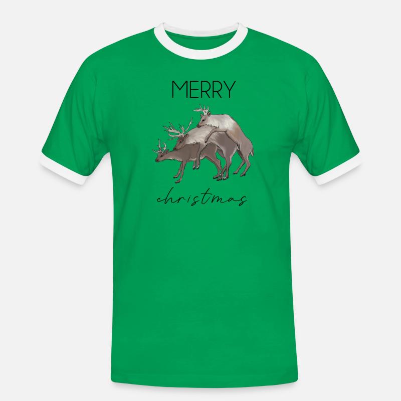 reindeer fun - Men's Ringer Shirt - kelly green/white