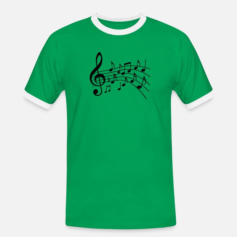 Musical Notes Variant 2 Black - Men's Ringer Shirt - kelly green/white