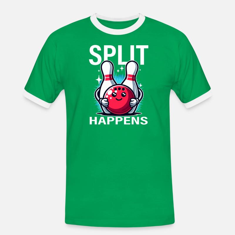 Split Arrives Bowling Joy - Men's Ringer Shirt - kelly green/white