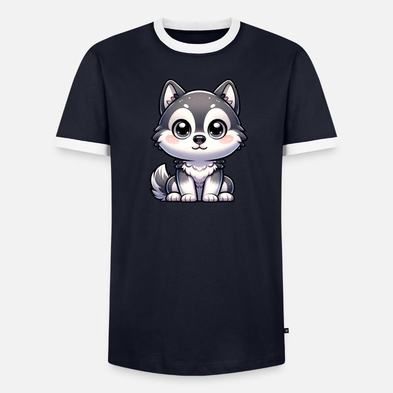 Illustration numérique de mignon Husky T-shirt contrasté Homme