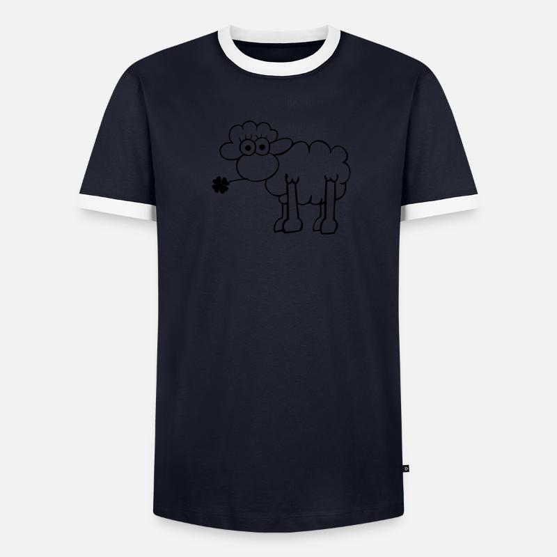 Schaf mit Kleeblatt Männer Kontrast-T-Shirt