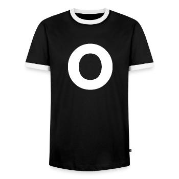 O - Men's Ringer Shirt - black/white - Front - AI Model Female 172 light (172cm) & AI Model Male 178 light (178cm)