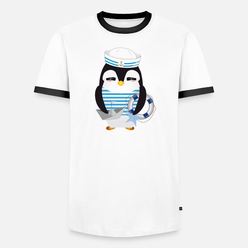 Pingouin mignon comme un marin dans un look marine T-shirt contrasté Homme
