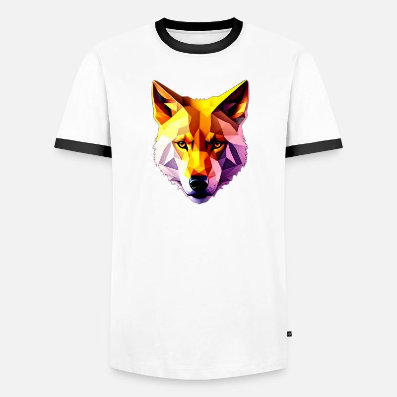Conception de visage à faible Poly Wolf T-shirt contrasté Homme
