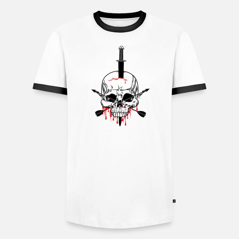 Crâne percé d’épée et de deux sangs T-shirt contrasté Homme