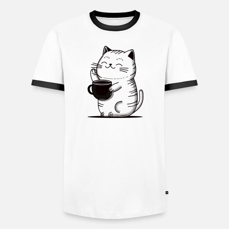 Chat café T-shirt contrasté Homme