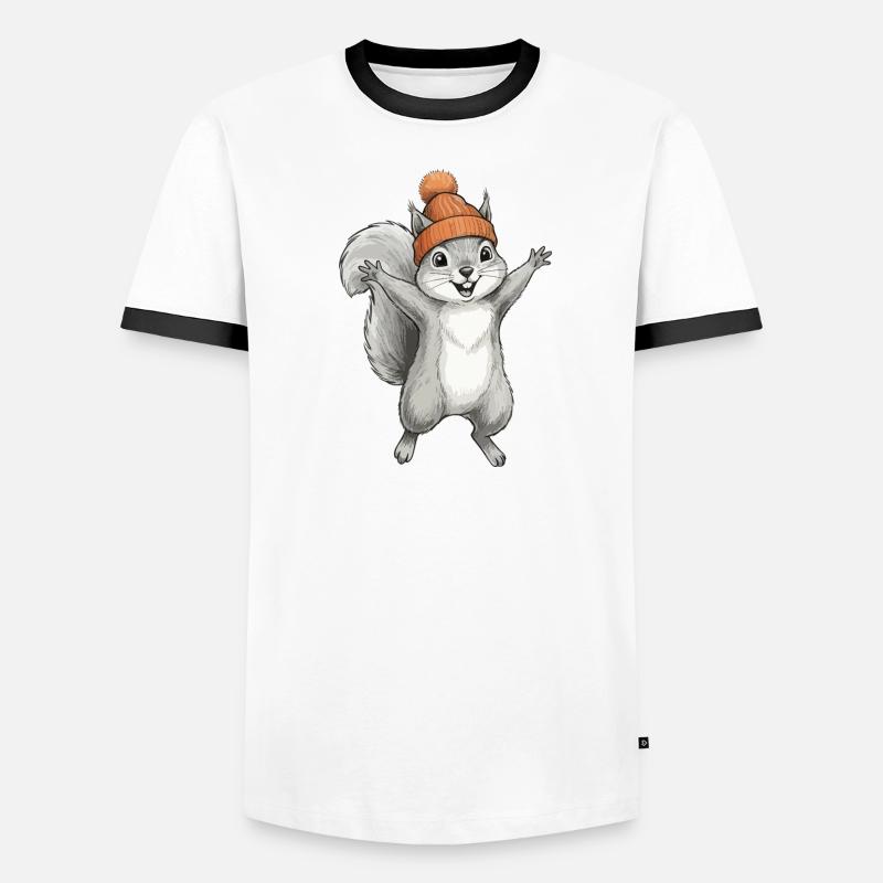 Eichhörnchen mit Mütze Männer Kontrast-T-Shirt