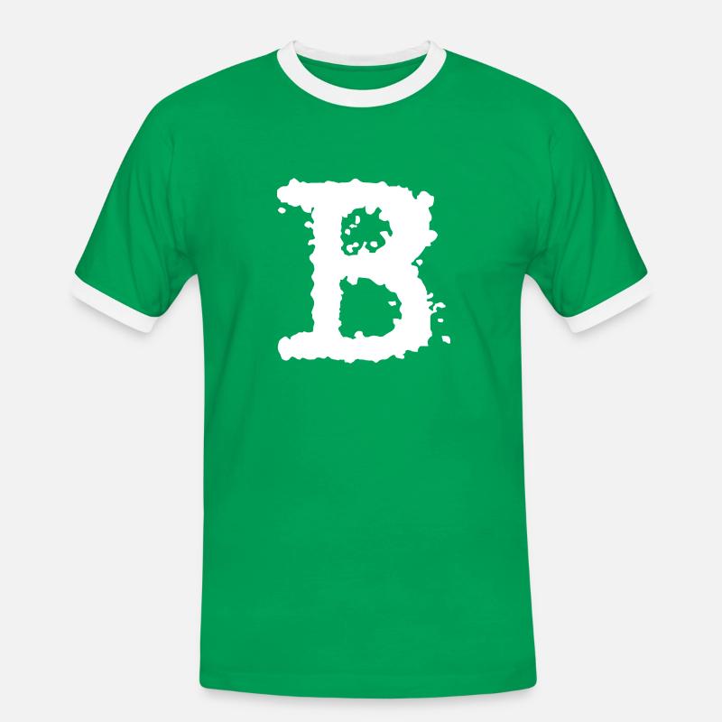 B - Männer Kontrast-T-Shirt - Kelly Green/Weiß
