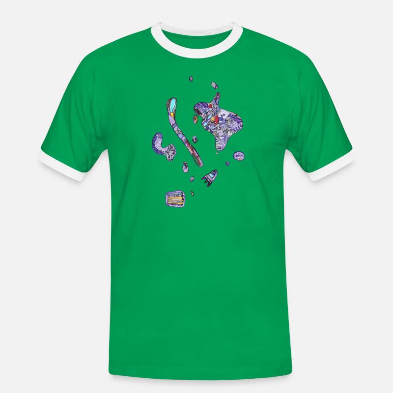 Bunte Flecken - Männer Kontrast-T-Shirt - Kelly Green/Weiß