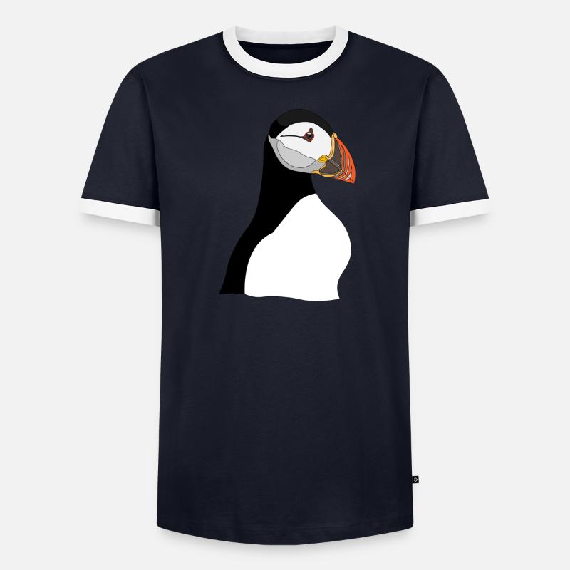 Puffin Head Print Männer Kontrast-T-Shirt