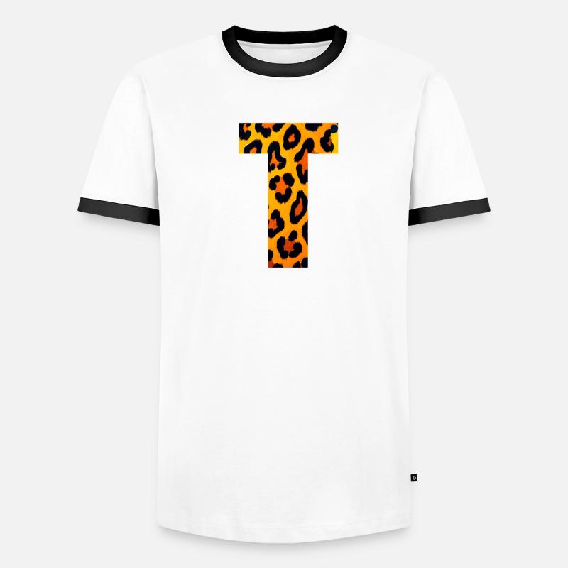 Leopard Gradient Feuerfell Männer Kontrast-T-Shirt