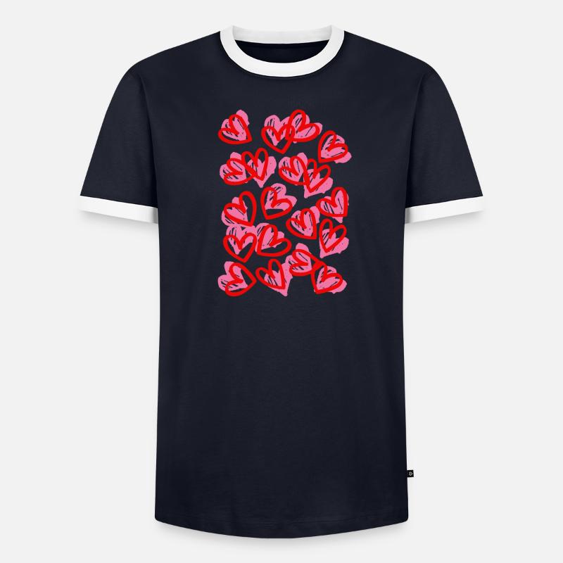Big-Heart-Doodle-Design Männer Kontrast-T-Shirt