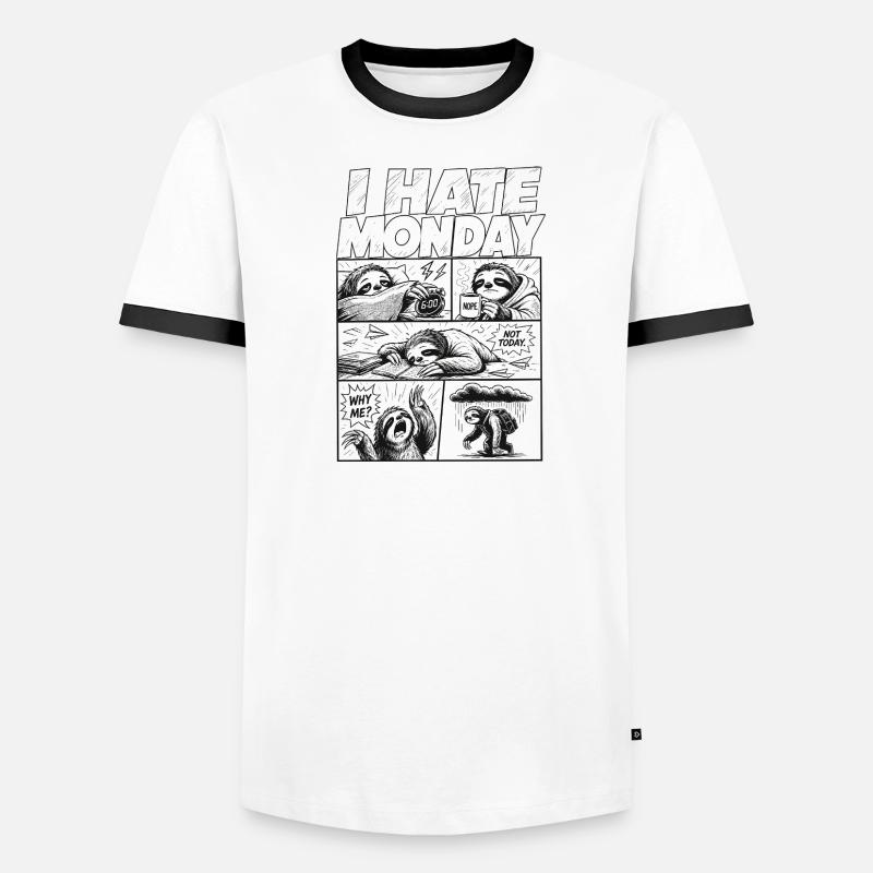 I Hate Monday Sloth Comic Männer Kontrast-T-Shirt