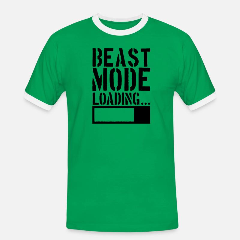 Caution Beast Mode Loading - Men's Ringer Shirt - kelly green/white