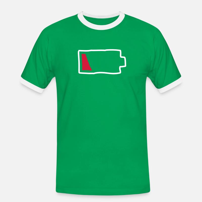 Low Battery - Männer Kontrast-T-Shirt - Kelly Green/Weiß