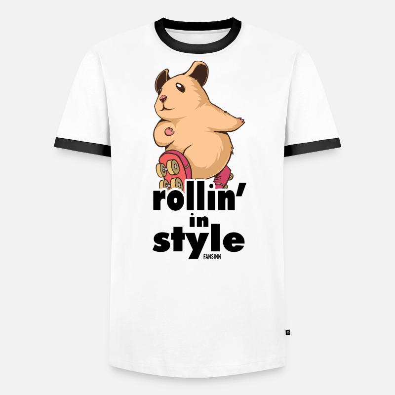 Hamster avec patins à roues alignées T-shirt contrasté Homme