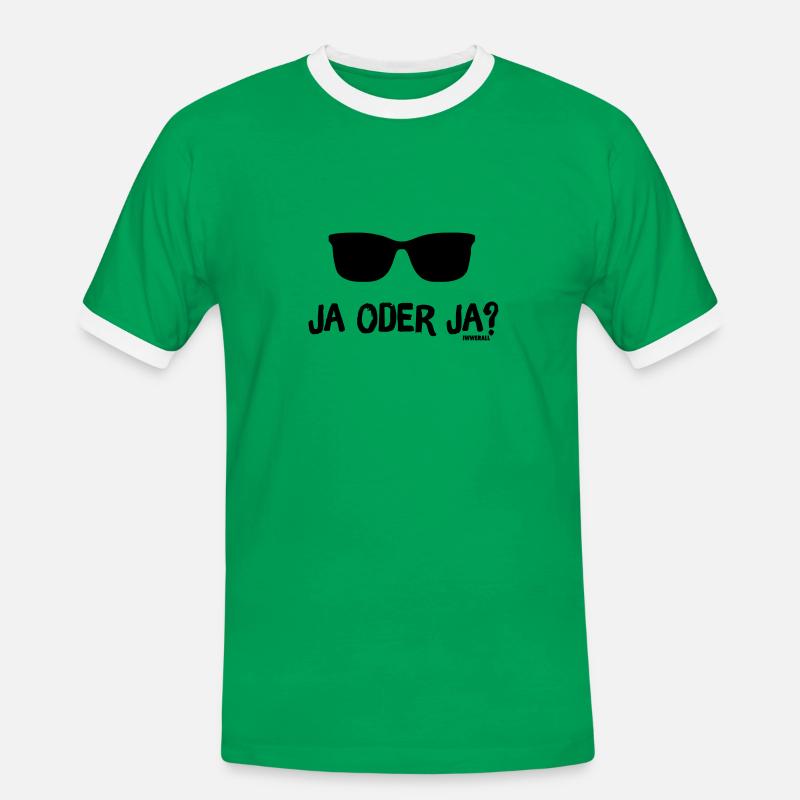 Ja oder Ja? - Männer Kontrast-T-Shirt - Kelly Green/Weiß