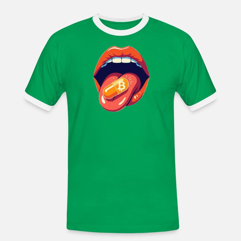 bitcoin orangepill basic - Männer Kontrast-T-Shirt - Kelly Green/Weiß