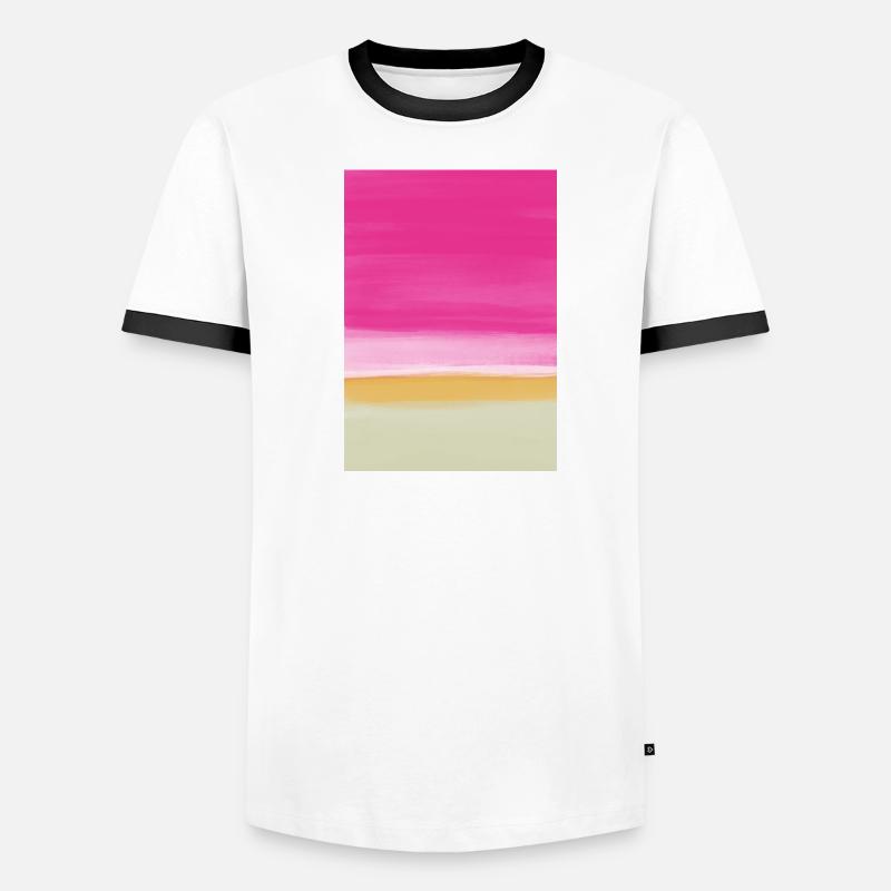 Line study pink yellow Männer Kontrast-T-Shirt