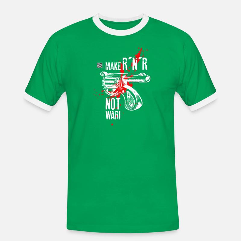 Make Rock´n´Roll Not War "Selfvolver-Version - Männer Kontrast-T-Shirt - Kelly Green/Weiß
