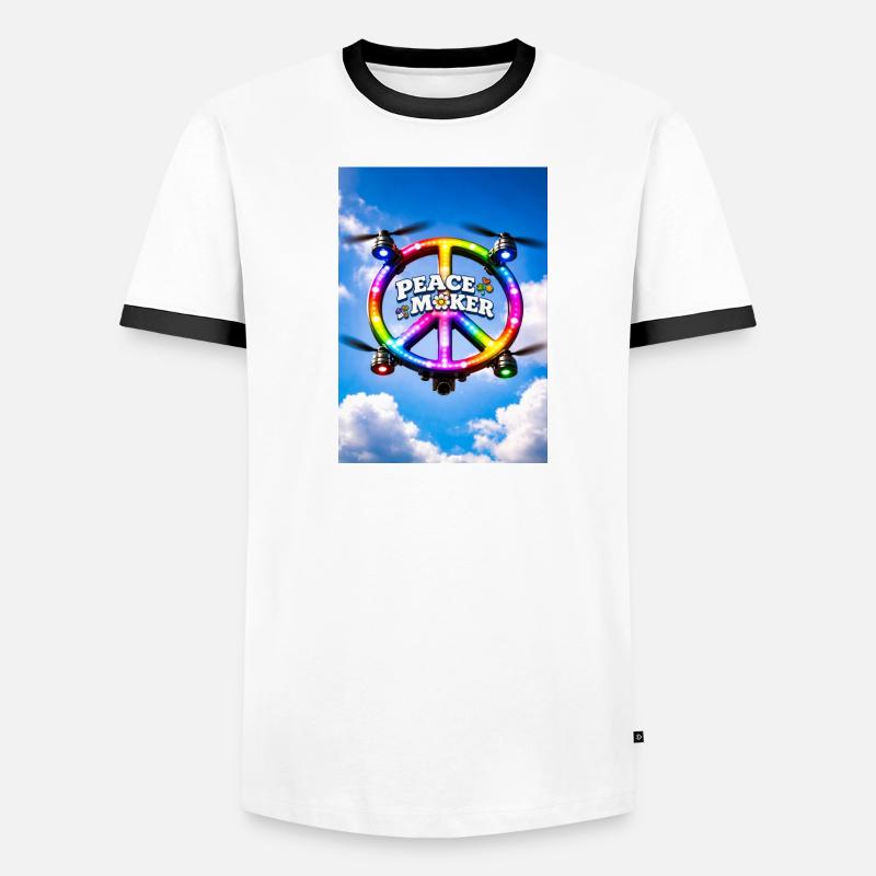 Friedensstifter Regenbogen-LED-Ring Männer Kontrast-T-Shirt