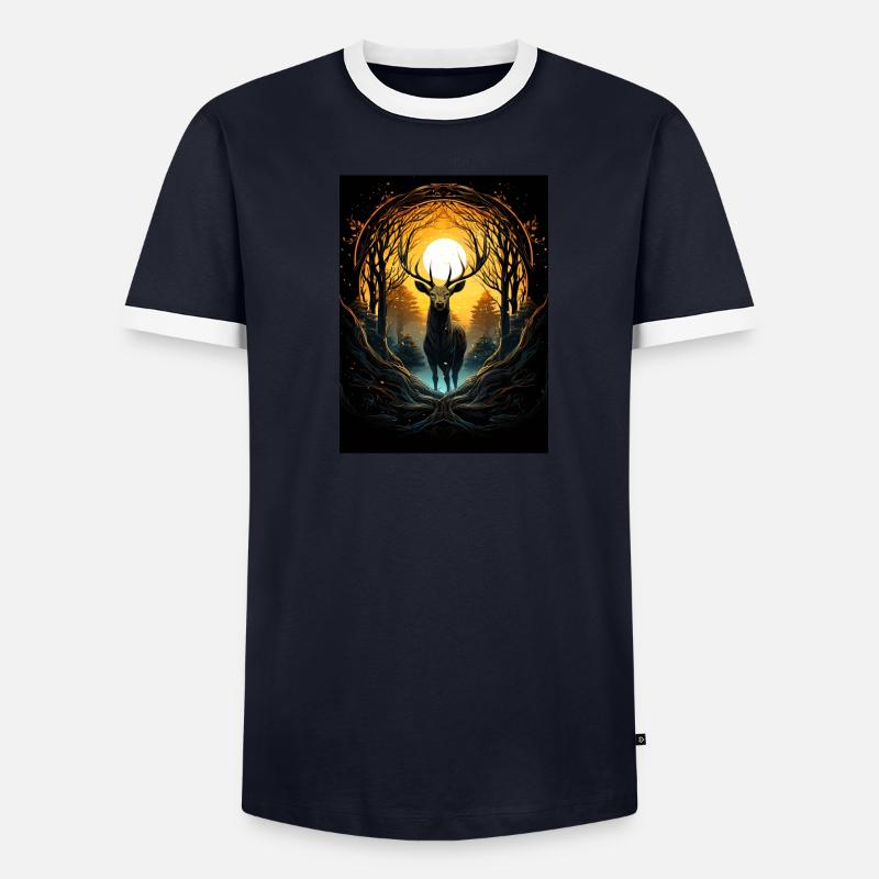 Hirsch Männer Kontrast-T-Shirt