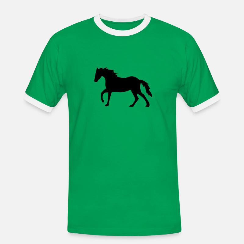 Pferd - Männer Kontrast-T-Shirt - Kelly Green/Weiß