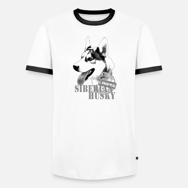 Impression monochrome Husky sibérienne 100 % originale T-shirt contrasté Homme