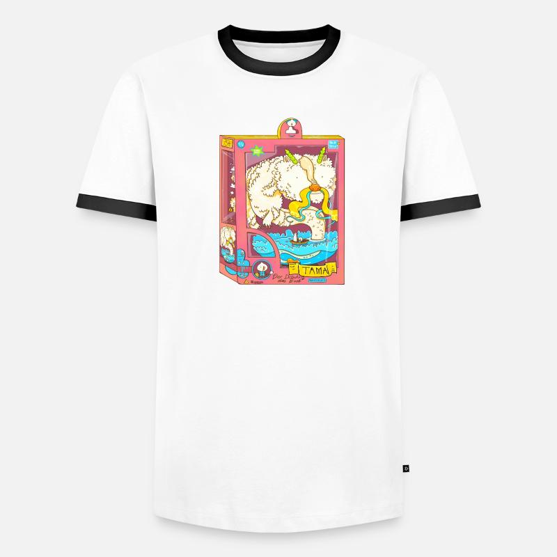 Der Drache und das Boot Männer Kontrast-T-Shirt