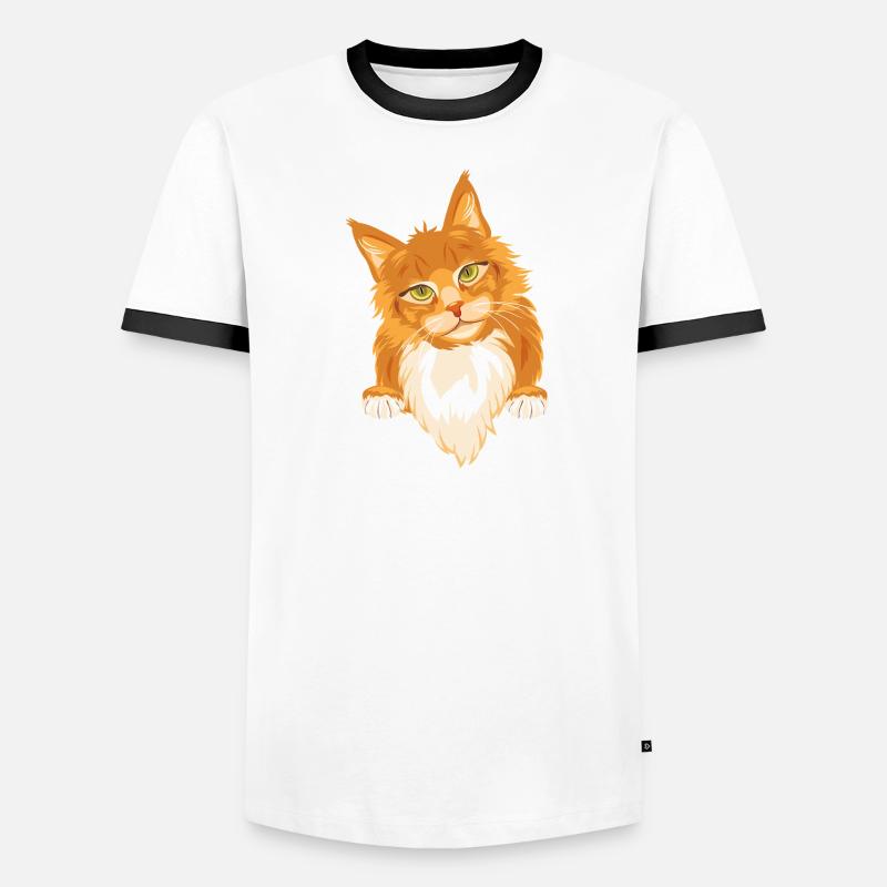 Chat roux timide et mignon T-shirt contrasté Homme