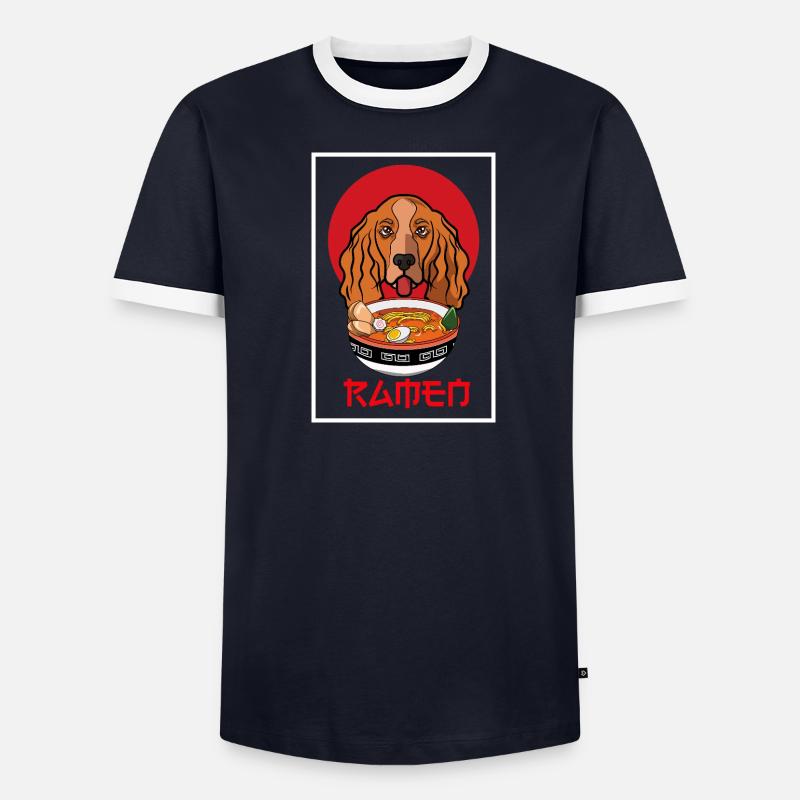 Illustration de visage de chien cocker spaniel mignon T-shirt contrasté Homme