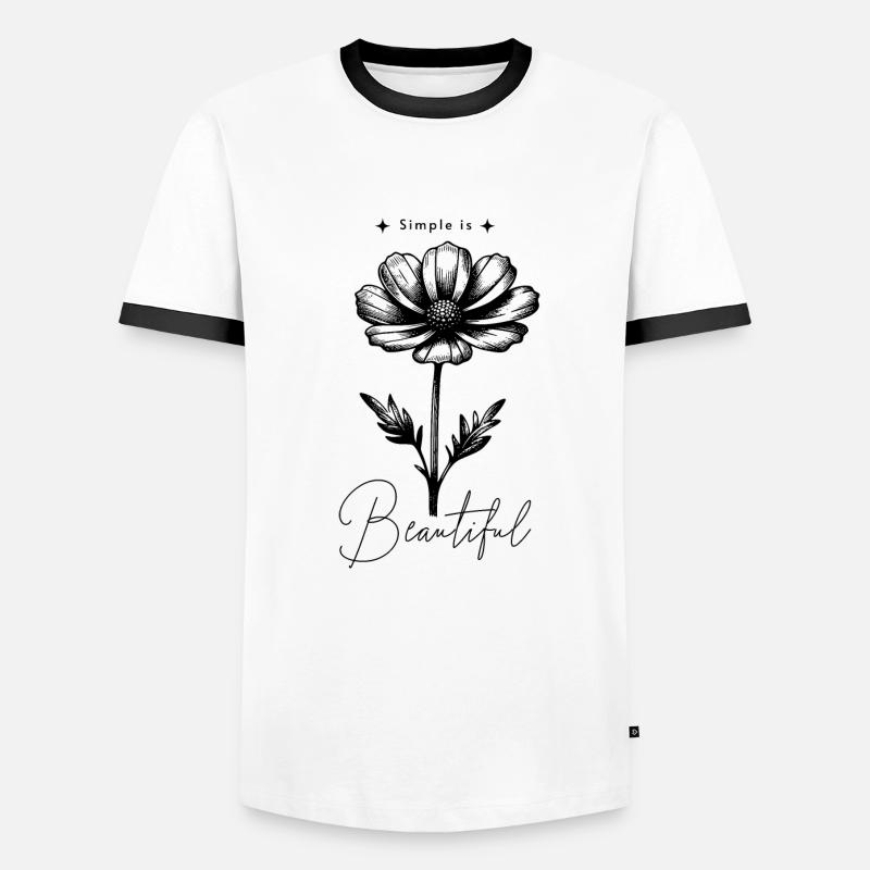 Simple est belle fleur T-shirt contrasté Homme