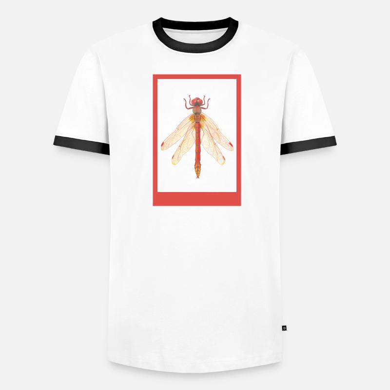 Rote Libelle Illustration Männer Kontrast-T-Shirt