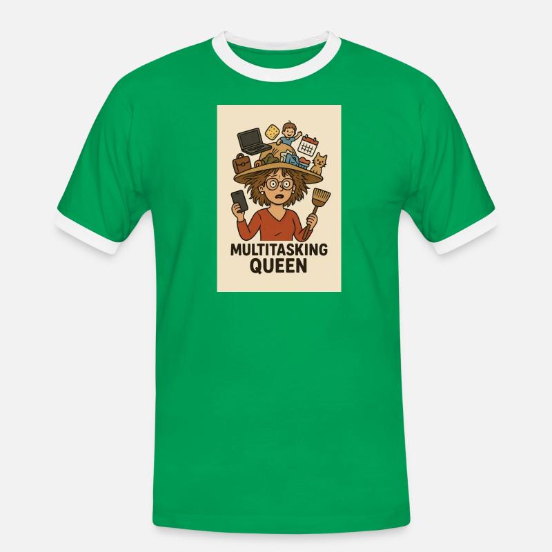 Multitasking Queen - Männer Kontrast-T-Shirt - Kelly Green/Weiß