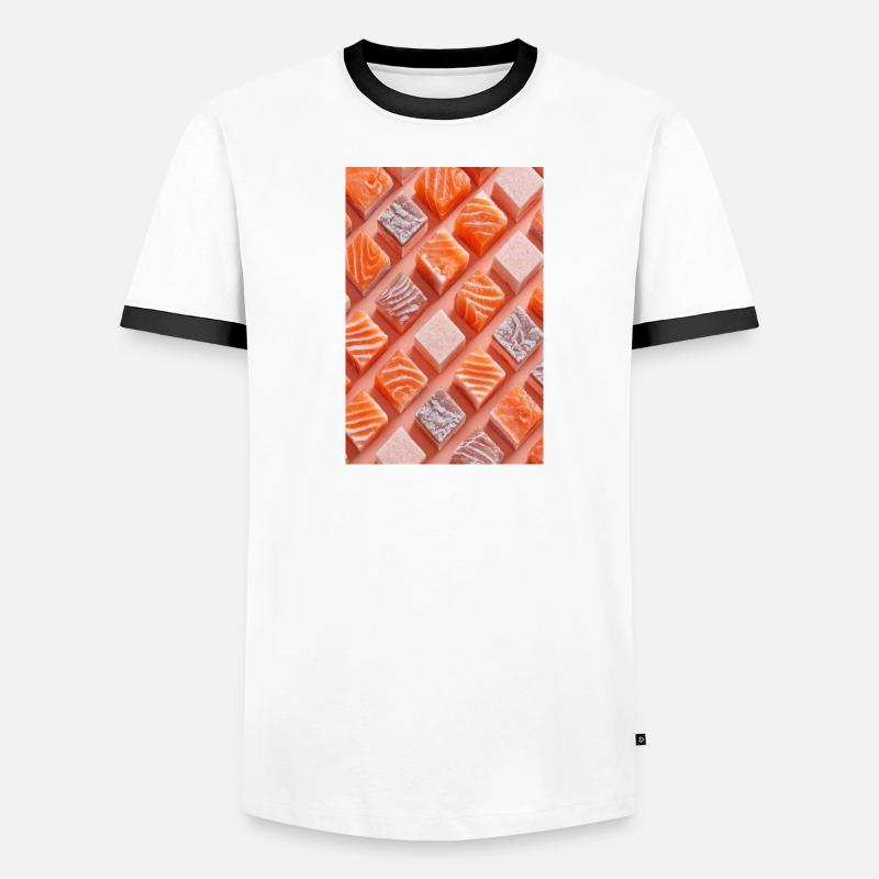 Grille de bonbons de tuile de saumon T-shirt contrasté Homme