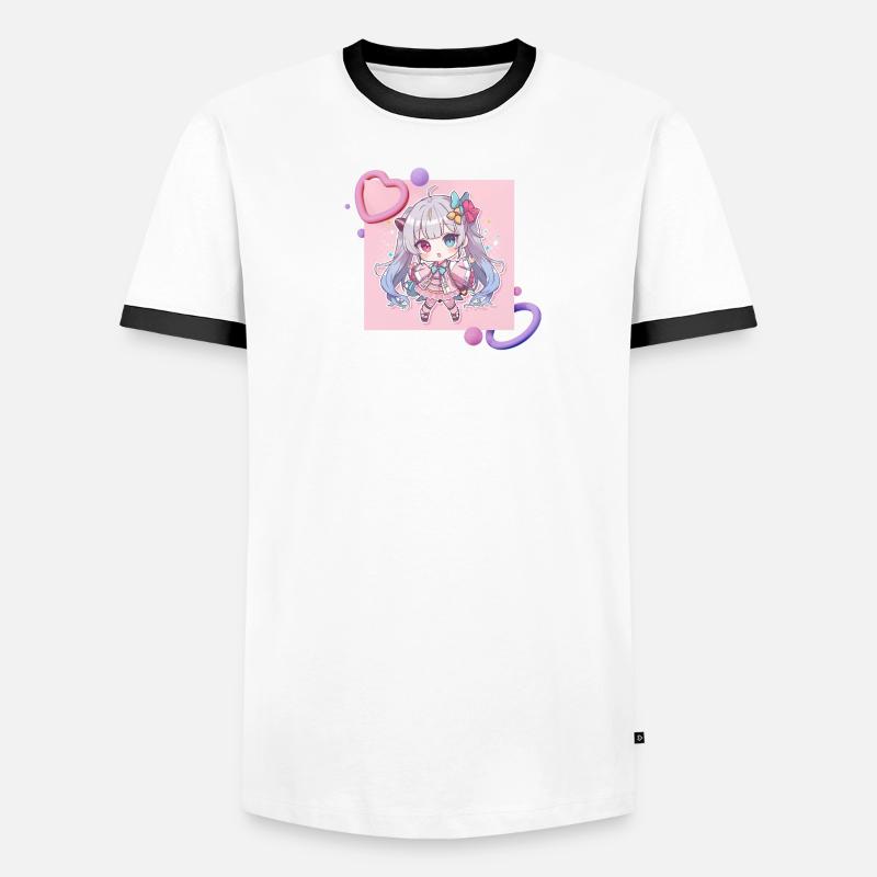 Pastel Chibi Heart Accent Men's Ringer Shirt