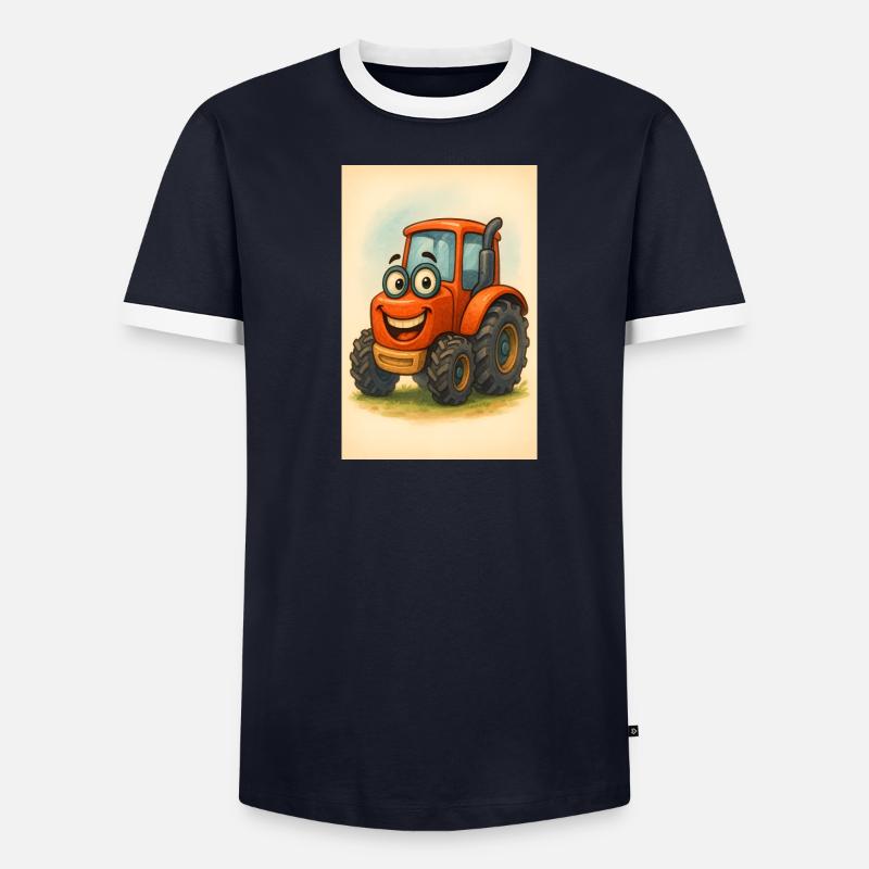 Glücklicher Traktor mit Gesicht - Männer Kontrast-T-Shirt - undefined