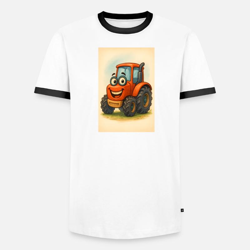 Glücklicher Traktor mit Gesicht Männer Kontrast-T-Shirt