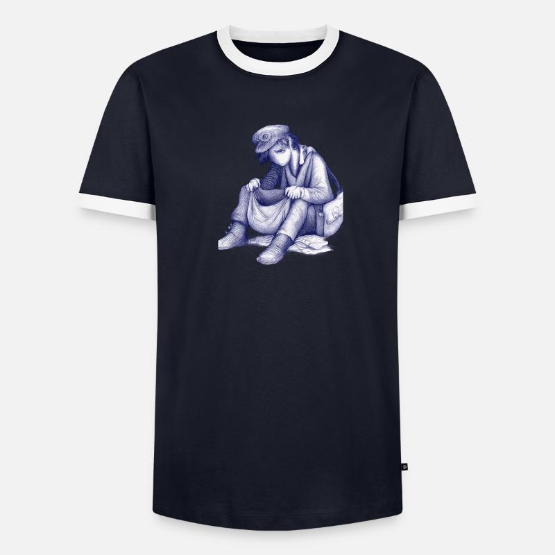 Sad dreamer with bird hat Men's Ringer Shirt