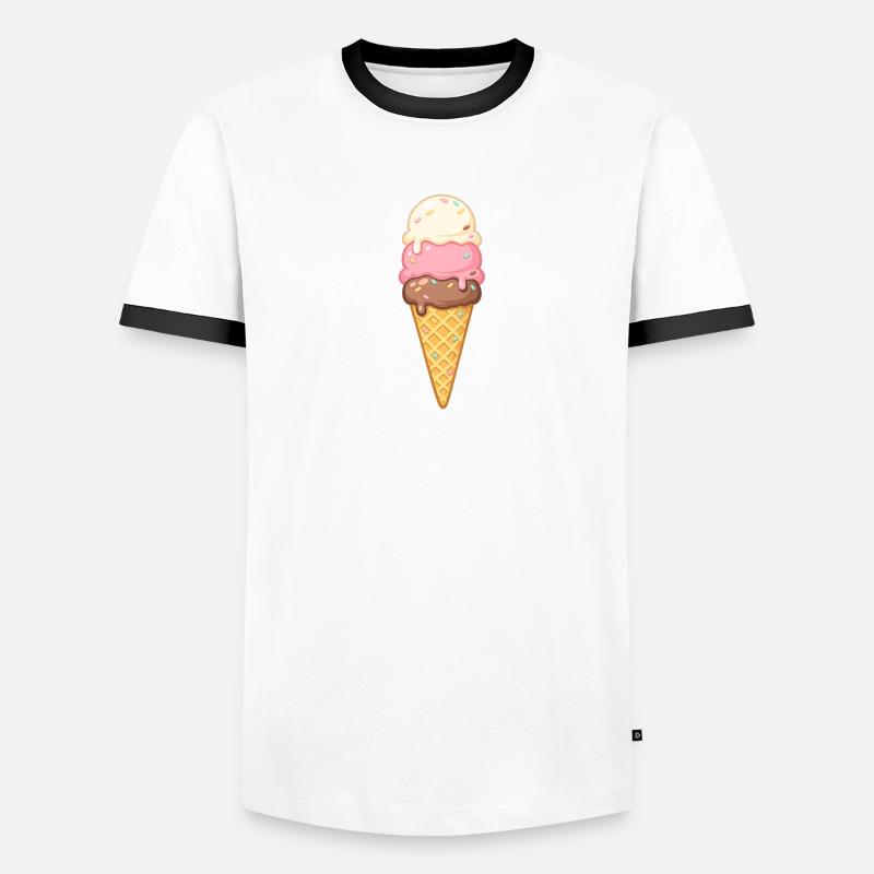 Dreischicht Eiscreme im Cone Männer Kontrast-T-Shirt