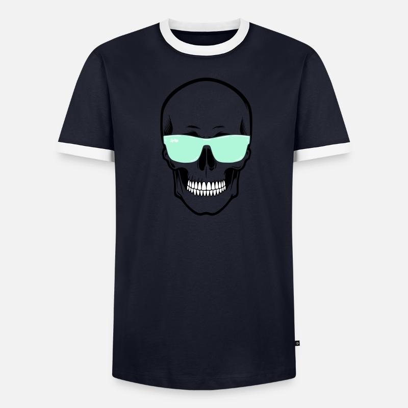 Farbverstellbare Sonnenbrille Smile Skull Männer Kontrast-T-Shirt