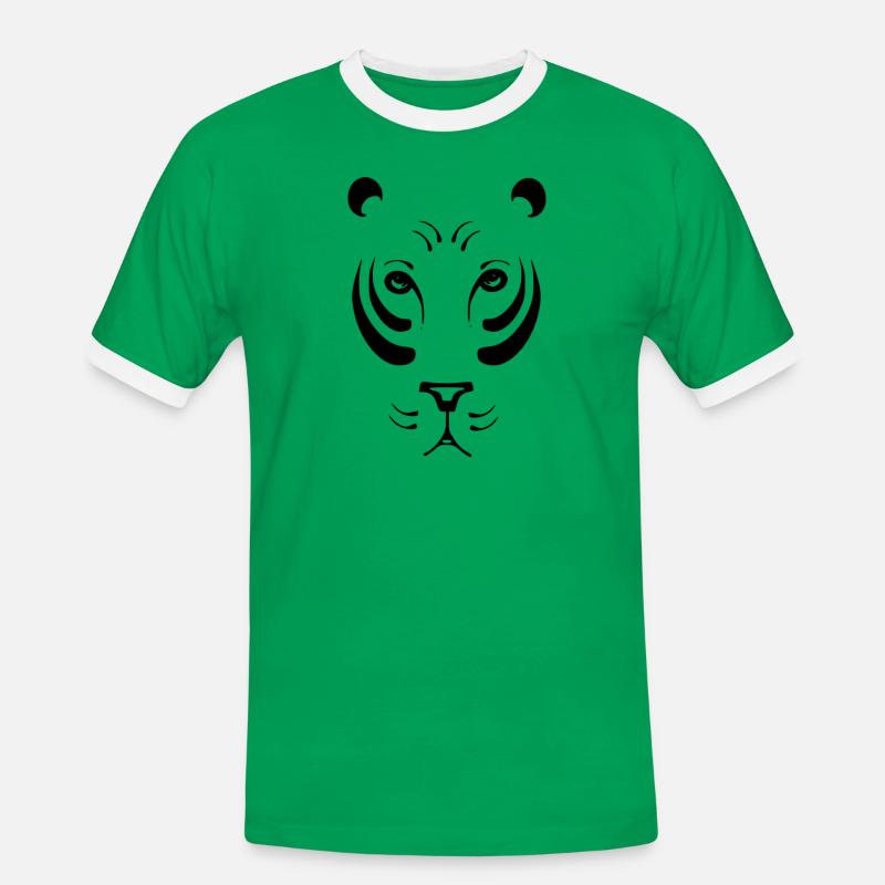 Löwin black and withe - Männer Kontrast-T-Shirt - Kelly Green/Weiß