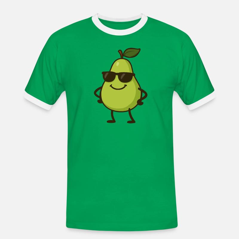 birne comic cool - Männer Kontrast-T-Shirt - Kelly Green/Weiß