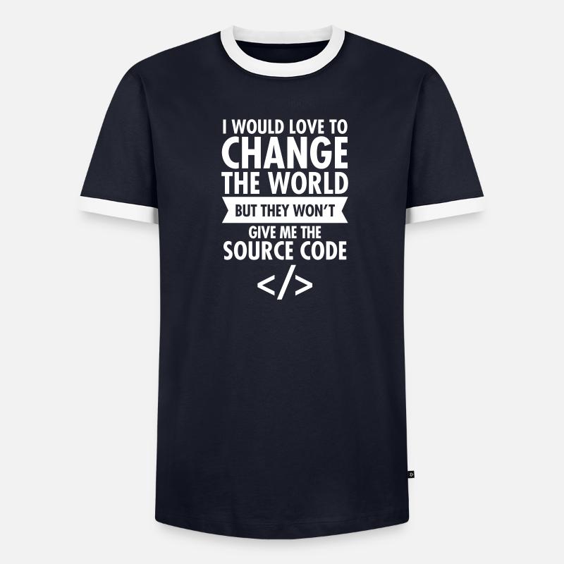 Geek Won't Give Me The Source Code Männer Kontrast-T-Shirt