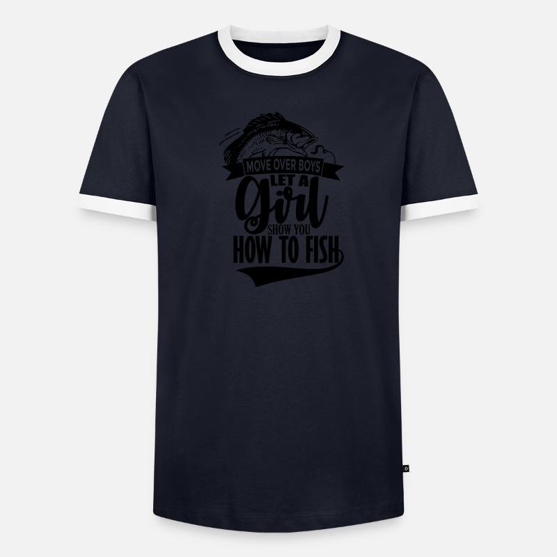 Fille pêchant T-shirt contrasté Homme