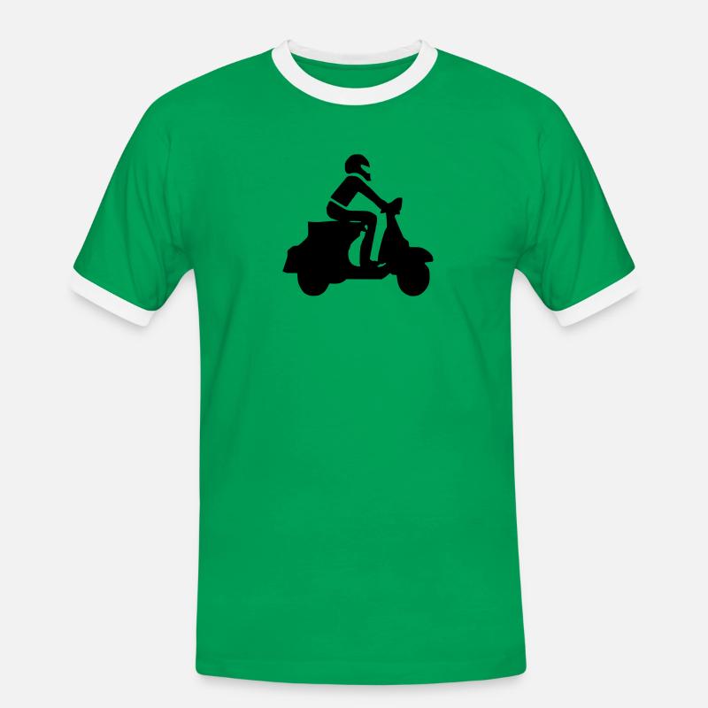 Motorroller Roller Blechroller Schaltroller - Männer Kontrast-T-Shirt - Kelly Green/Weiß