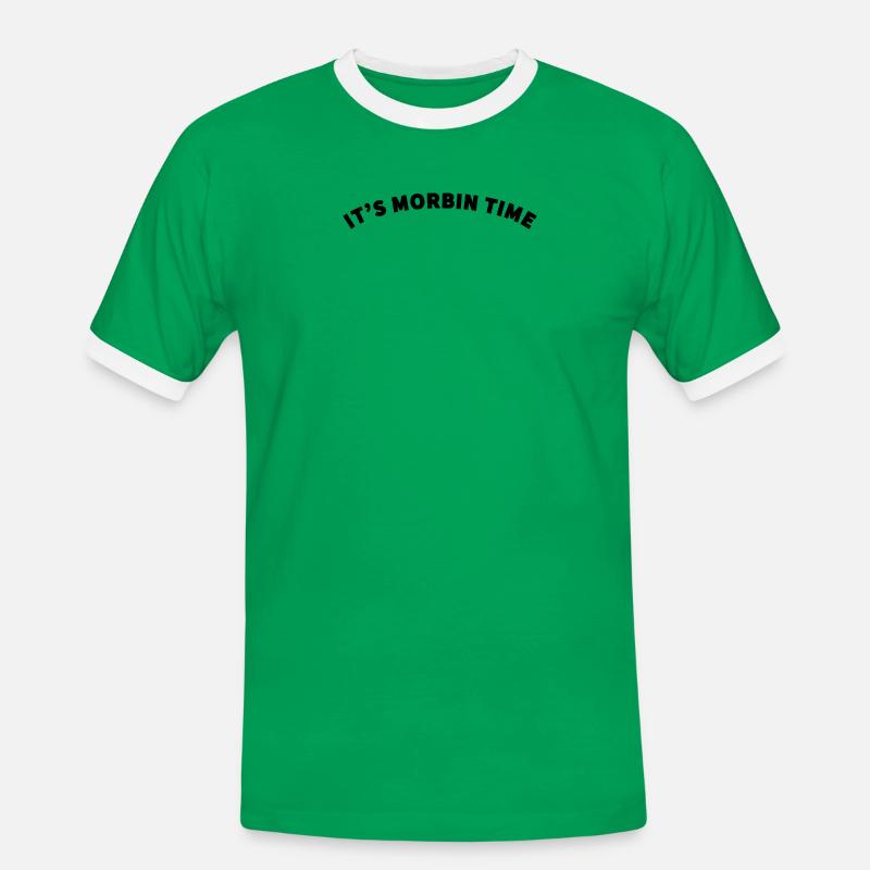 ITS MORBIN TIME MEME - Men's Ringer Shirt - kelly green/white
