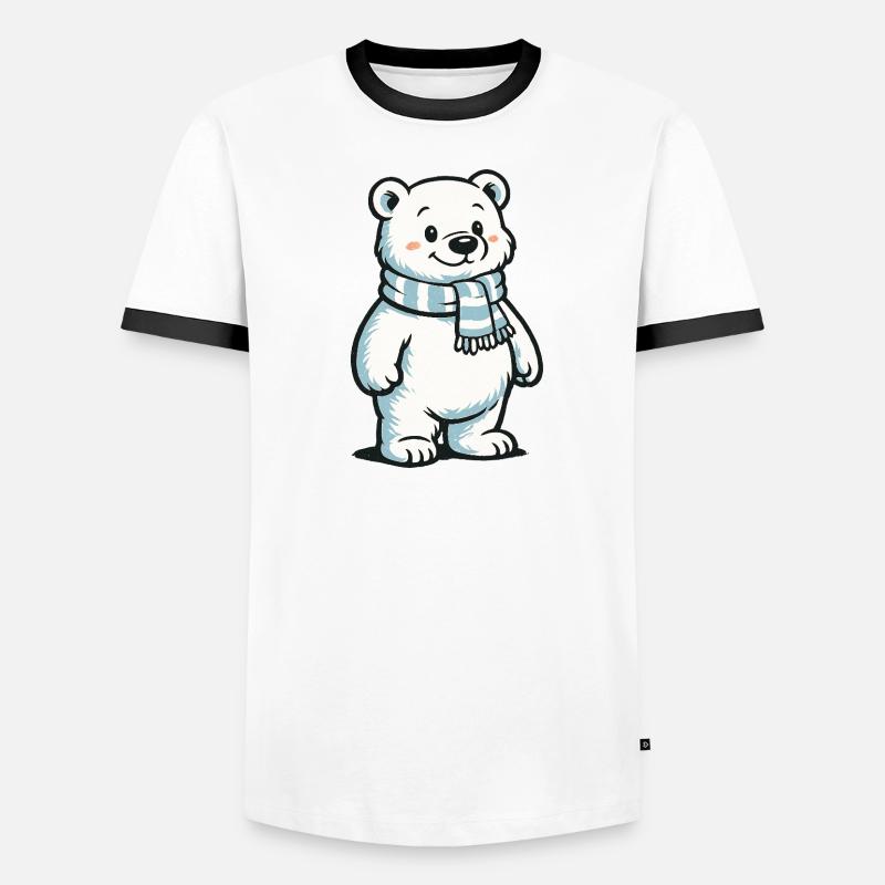 Polarbär mit Schal Männer Kontrast-T-Shirt