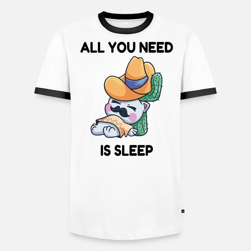 Cat siesta sleeping cactus Men's Ringer Shirt